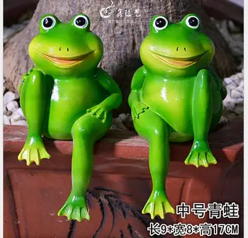 

1pairs Lovely frog furnishing articles Resin crafts gardening Potted ornament: bonsai Toad critter helmet Handicrafts household