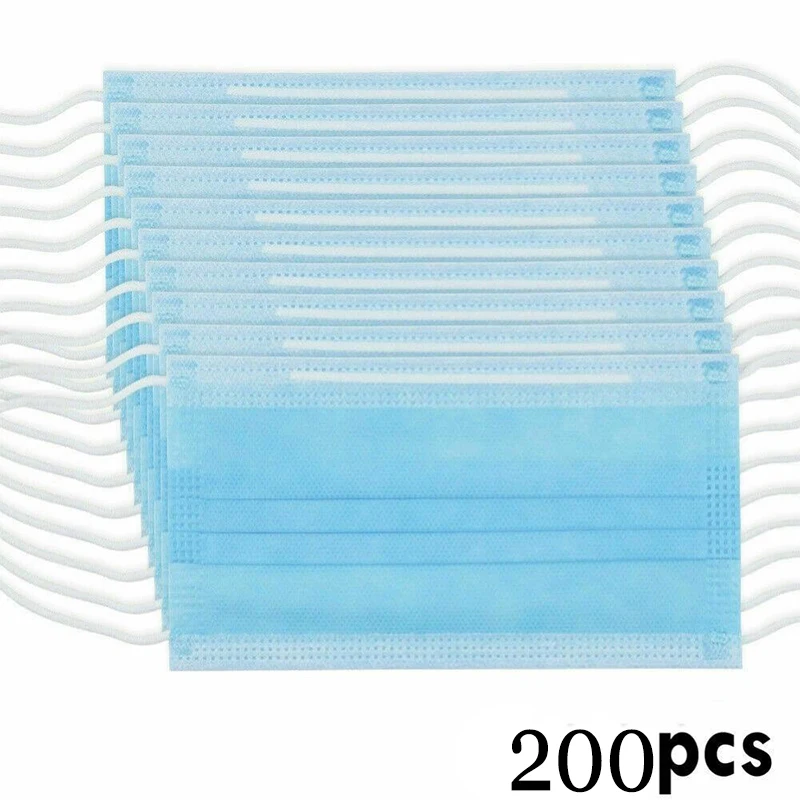 

200PCS Mouth Masks Anti Dust Face Mask Disposable Mask Filter 3-laye Anti-Dust Meltblown Cloth Masks Earloops Masks DMMASK
