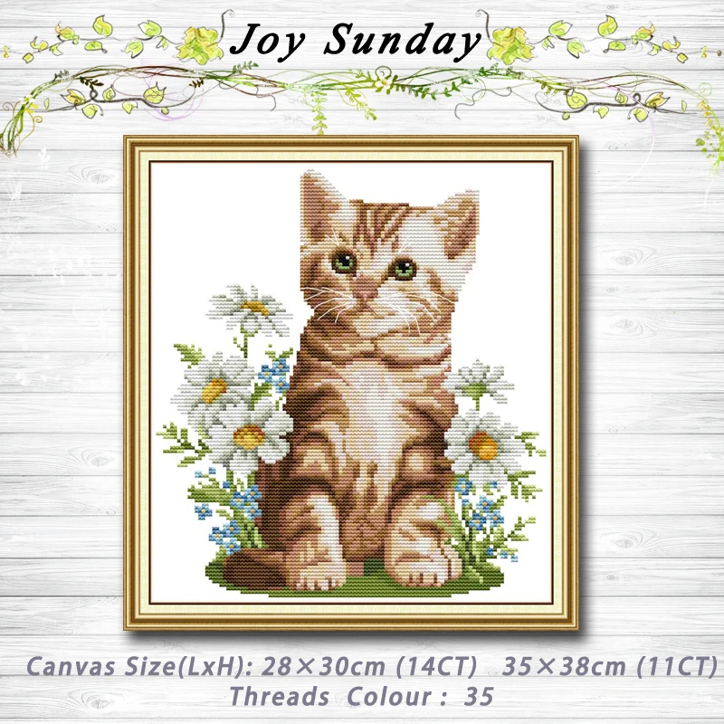 

Cat and Flowers animal decor Patterns 14CT 11CT Counted Cross Stitch Sets embroidery sets Needlework kits Home Decoration