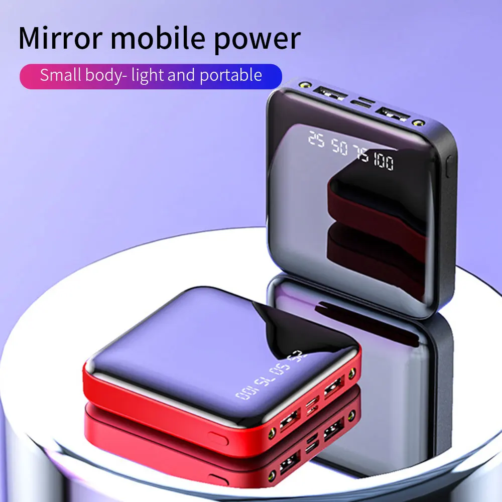20000 мАч Мини-банк питания для Xiaomi iPhone 10000 мАч портативное зарядное устройство светодиодный зеркальный внешний аккумулятор
