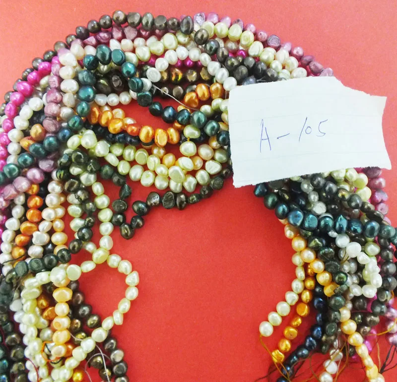 A-105^^ 15PCS Mixed Colors7-8mm Baroque Potato Natural Freshwater Pearl Loose Beads 15"