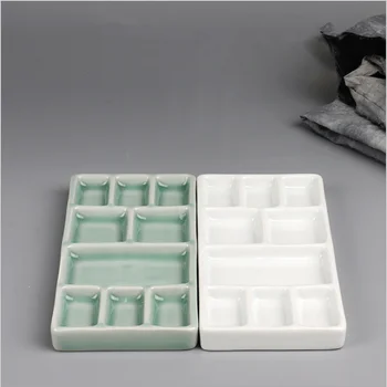 

Ceramic multi-grid palette watercolor gouache pigment palette porcelain plate Jingdezhen color palette pigment plate