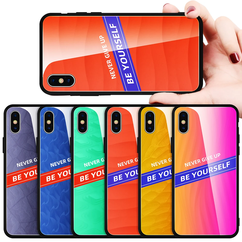

Luxury Tempered Glass Phone Case For iPhone 11 Pro Max 2019 X XR XS Max 7 8 Plus Cover Gradient Case PC TPU Bumper Back Shell