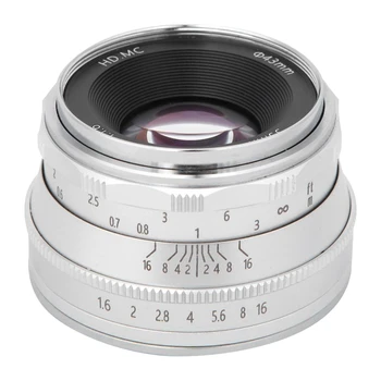 

35MM F1.6 Fixed Focus Micro-Lens Suitable Manual Prime Lens for SONY NEX Mount Micro-Single Camera Silver