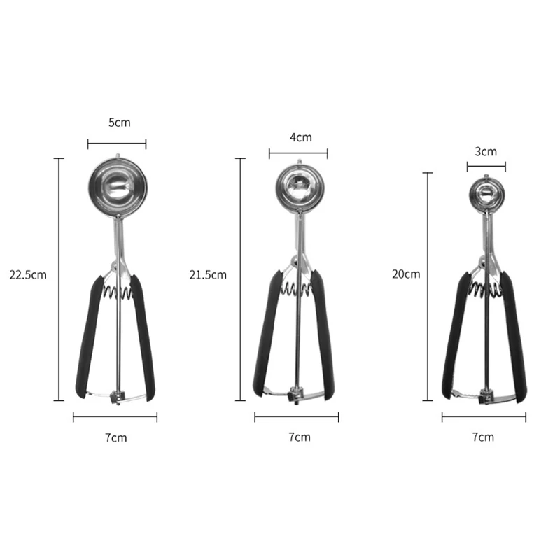 Stainless Steel Ice Cream Scoop 3/4/5cm Stack Spoon