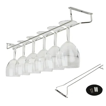 

Single Row Under Cabinet Stemware Rack Stainless Steel Wire Wine Glass Hanging Holder Wine Rack Glass Holder Hanging