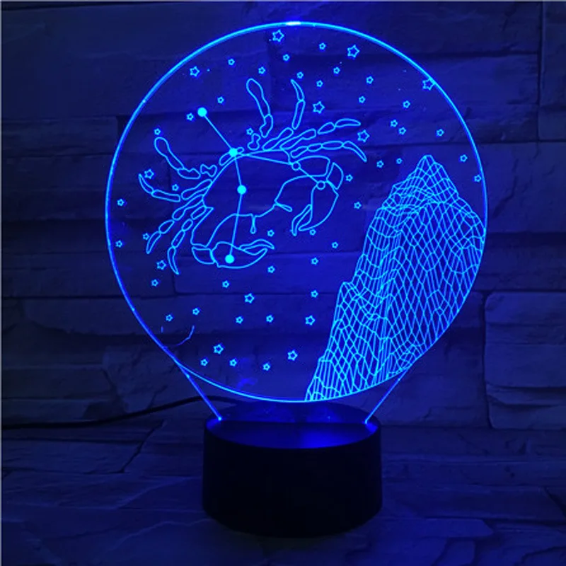 

Valentine's Day Gift Cancer Acrylic Visual Lamp Remote Control Touch Colorful 3D Lamp Constellation Stereo Small Night Lamp