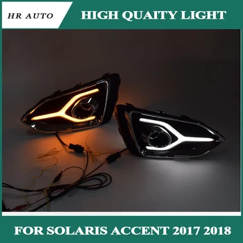 

LED Daytime Running Light For Hyundai Solaris Accent 2017 2018 Turn Yellow Signal Relay 12V Car DRL Lamp Waterproof