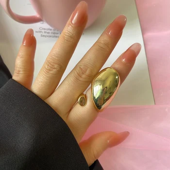 

GHIDBK Jewelry Hot Sale Statement Irregular Dome Ring for Women Hyperbole Big Large Open Finger Ring Chunky Waterdrop Wide Ring