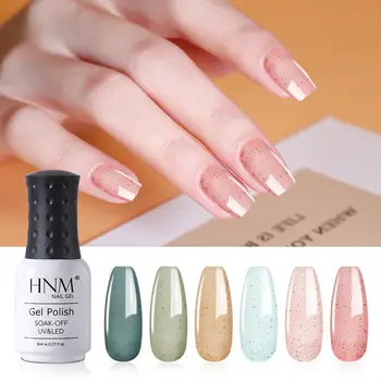 

HNM Shiny Pearl Colors Gel Nail Polish Set 6PCS Soak Off Nail Varnish Primer UV LED Salon Manicure 8ML
