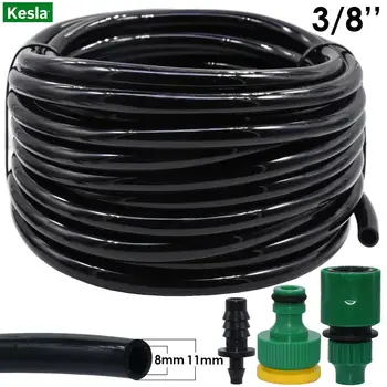 

KESLA 5-25M 8/11mm Garden Water PVC Hose 3/8'' Watering Tubing Garden Irrigation Tube w/ 1/2&3/4'' Quick Connector & End Plug