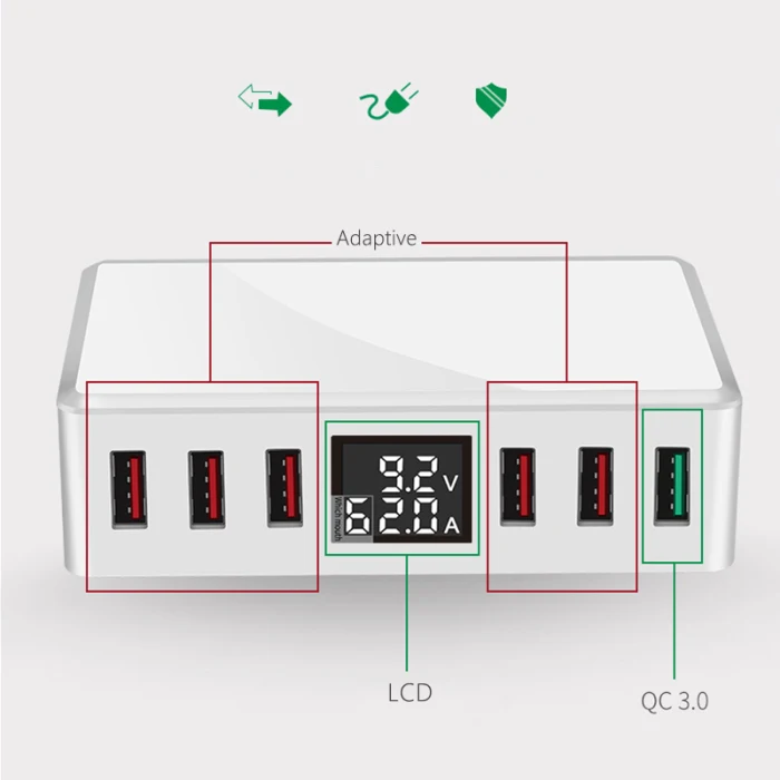QC 3,0 быстрое зарядное устройство USB 6 портов концентратор адаптер питания настенное зарядное устройство DJA99