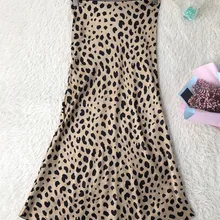 Для женщин атласный шелк Naomi чудовища с леопардовым принтом пикантные эластичные Высокая Талия легко 90-х скольжения юбка миди