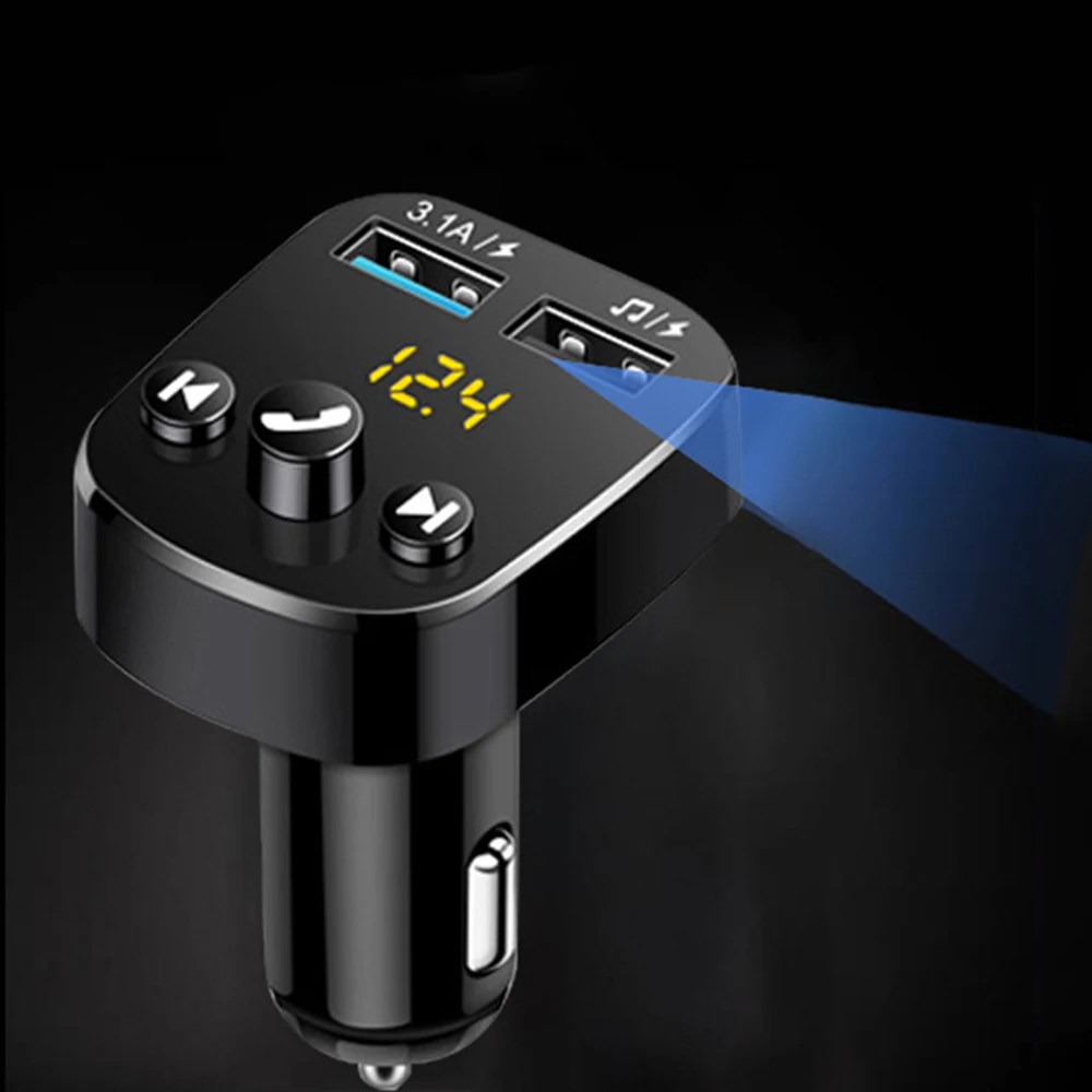 Fm-передатчик Bluetooth 5,0 Автомобильный MP3-плеер адаптер батарея напряжение снижение шума TF карта hands-free Dual USB зарядное устройство