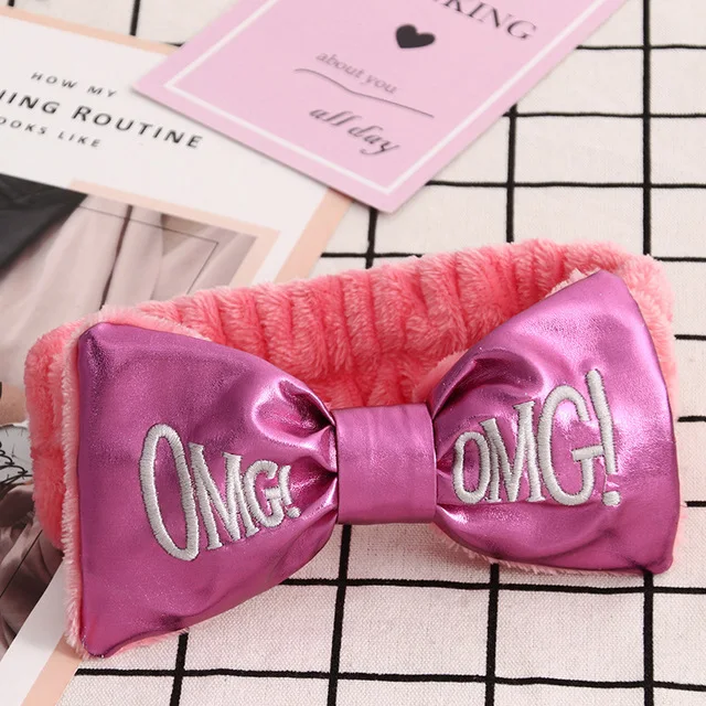 Мягкие фланелевые ободки с бантиком и надписью OMG для женщин, девушек, тюрбан, милый держатель для волос, повязки для волос, аксессуары для волос
