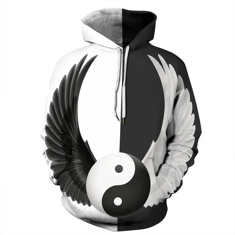 Новинка Ying and Yang Wolf толстовки уличная Толстовка Повседневная Толстовка мужская 3D Звездный пуловер с изображением неба Harajuku спортивный костюм мужские хип-хоп топы