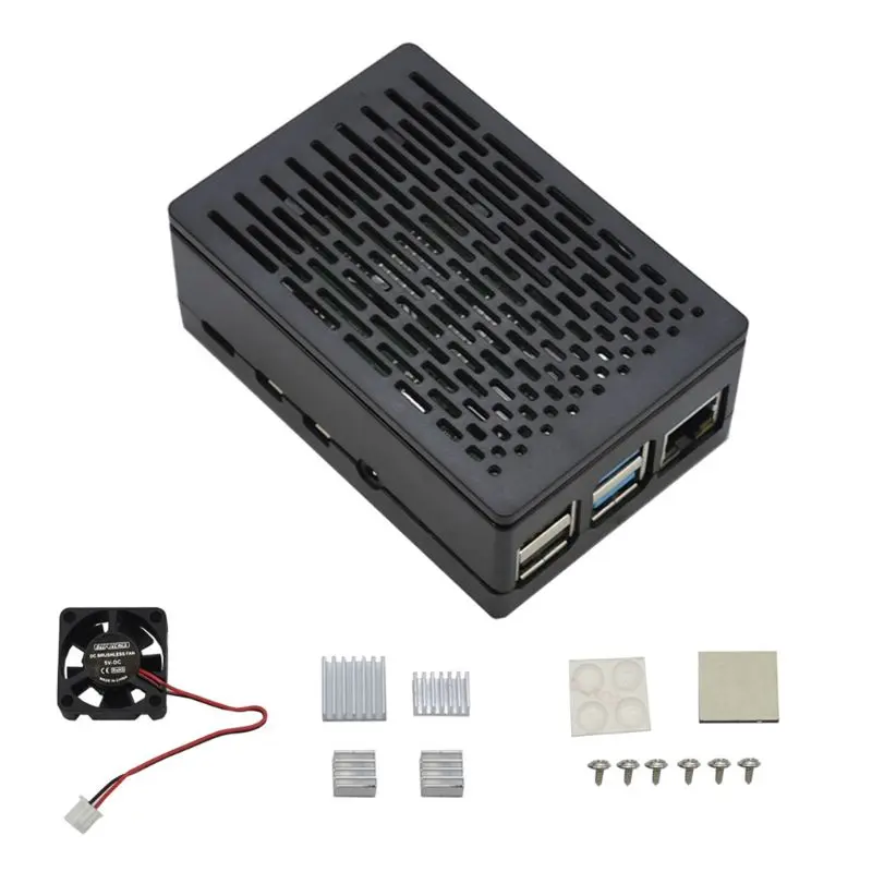 1 комплект ABS защитный чехол Корпус с охлаждающим вентилятором для Raspberry Pi 4B