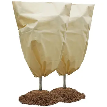 

2pcak Plant Cover for Frost Protection Reusable Warm Shrub Jacket for Freeze Protection Trees Blanket Bag with Drawstring