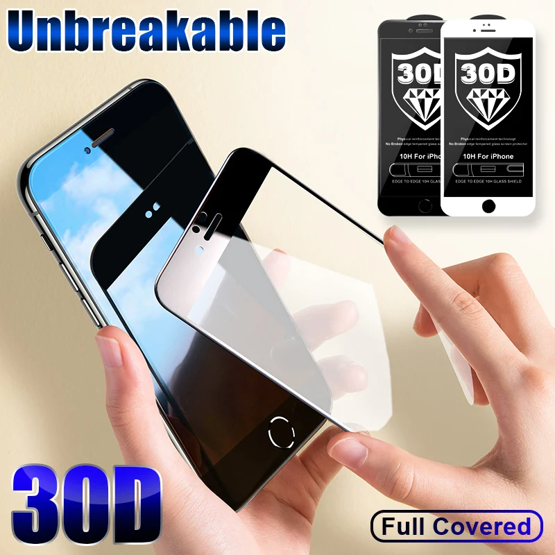 

30D Curved edge Full Cover Tempered Protective Glass for iPhone 7 8 6 Plus Screen Protector on iPhone 11 Pro Xs Max X Xr Glass