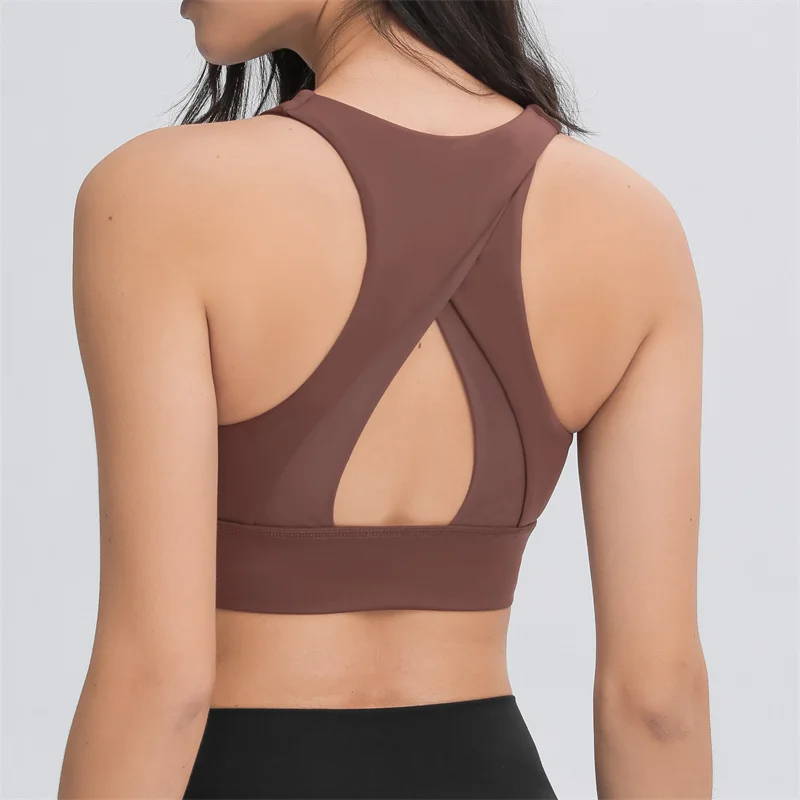 Nepoagym PURE Women Stripe Printing Brushed Sports Bra Longline