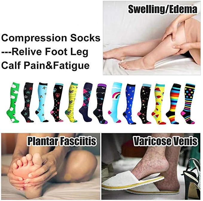 22 Styles Unisex Socks Crossfit Compression Stockings Varicose Vein Medical Pressure Socks For Leg Stretch Pressure Circulation