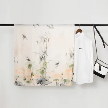 

180*90cm TOP Silk Bamboo lotus luxurious Scarves Women Foulard Square Hijab Scarf Ladies Shawl wrap muffler pareo female hijab