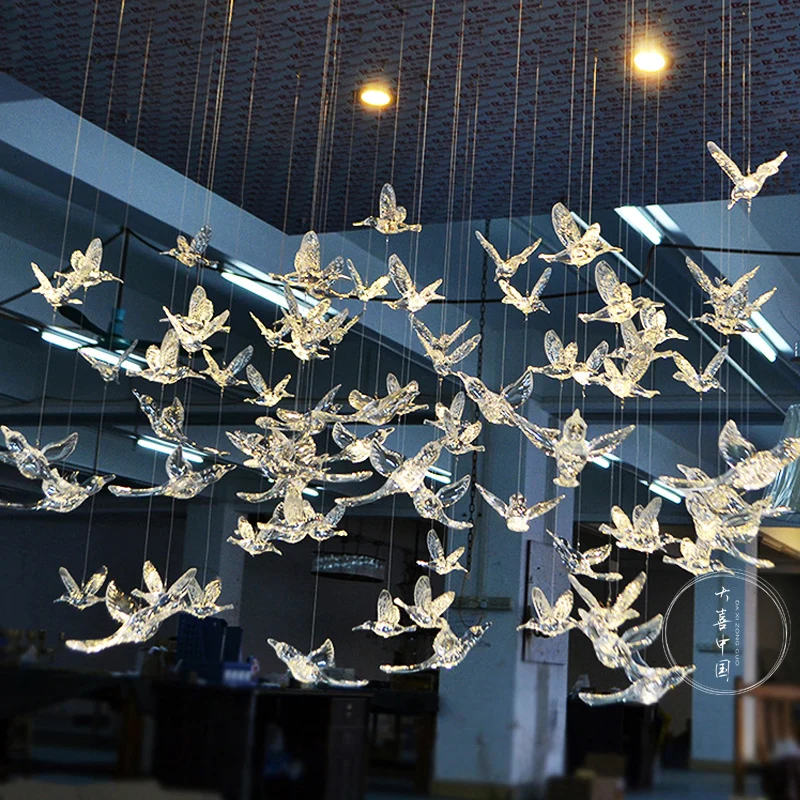 

New Wedding Transparent Bird Akrik Peak Bird Wedding Decoration Shop Window Hanging Roof Decoration Small Bird