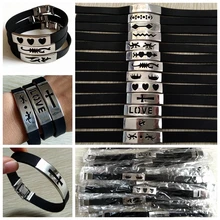 25 шт разные стили мужские женские черные силиконовые браслеты из нержавеющей стали модные браслеты спортивные классические ювелирные изделия