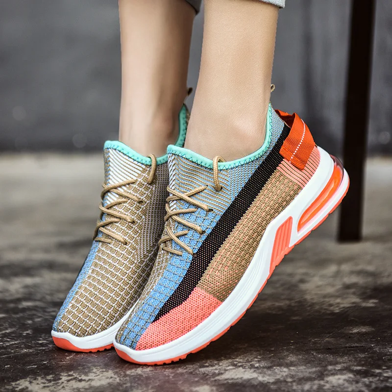 Flying Weave Women Sneakers Platform Sports Luxury Designer color match Breathable Mesh Casual Shoes lace up Running Shoe 2hb6 | Обувь
