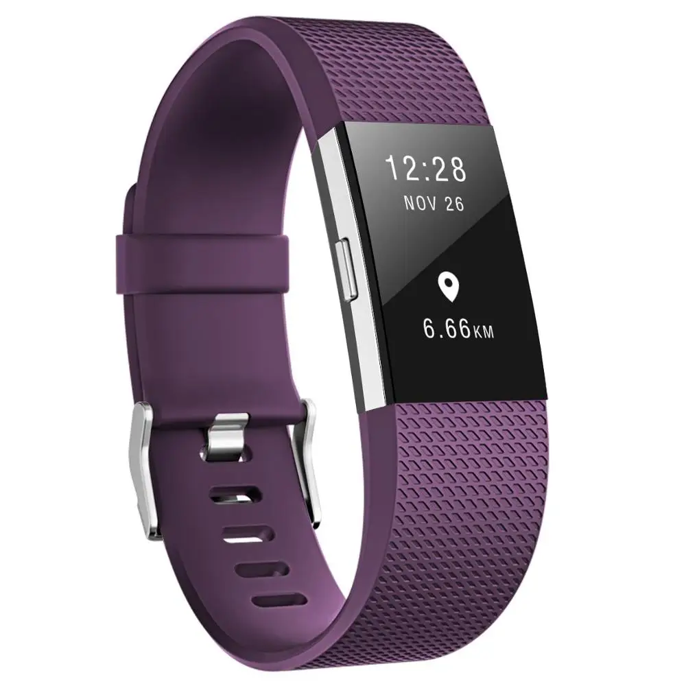 Honecumi для браслета FitBit Charge 2 заменить мягкий силиконовый ремень замена запястья браслет для Fit Bit Charge2 Смарт часы - Цвет: purple