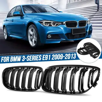 

Gloss black 2pcs Car Front Kidney Grilles Dual Line for BMW E90 E91 3-Series 2009 2010 2011 2012 2013 Car Styling Racing Grills