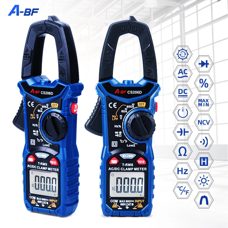 

A-BF CS206B/CS206D Clamp Meter High Precision Digital Display Multifunctional AC/DC Clamp Voltage Meter Auto Range Backlight