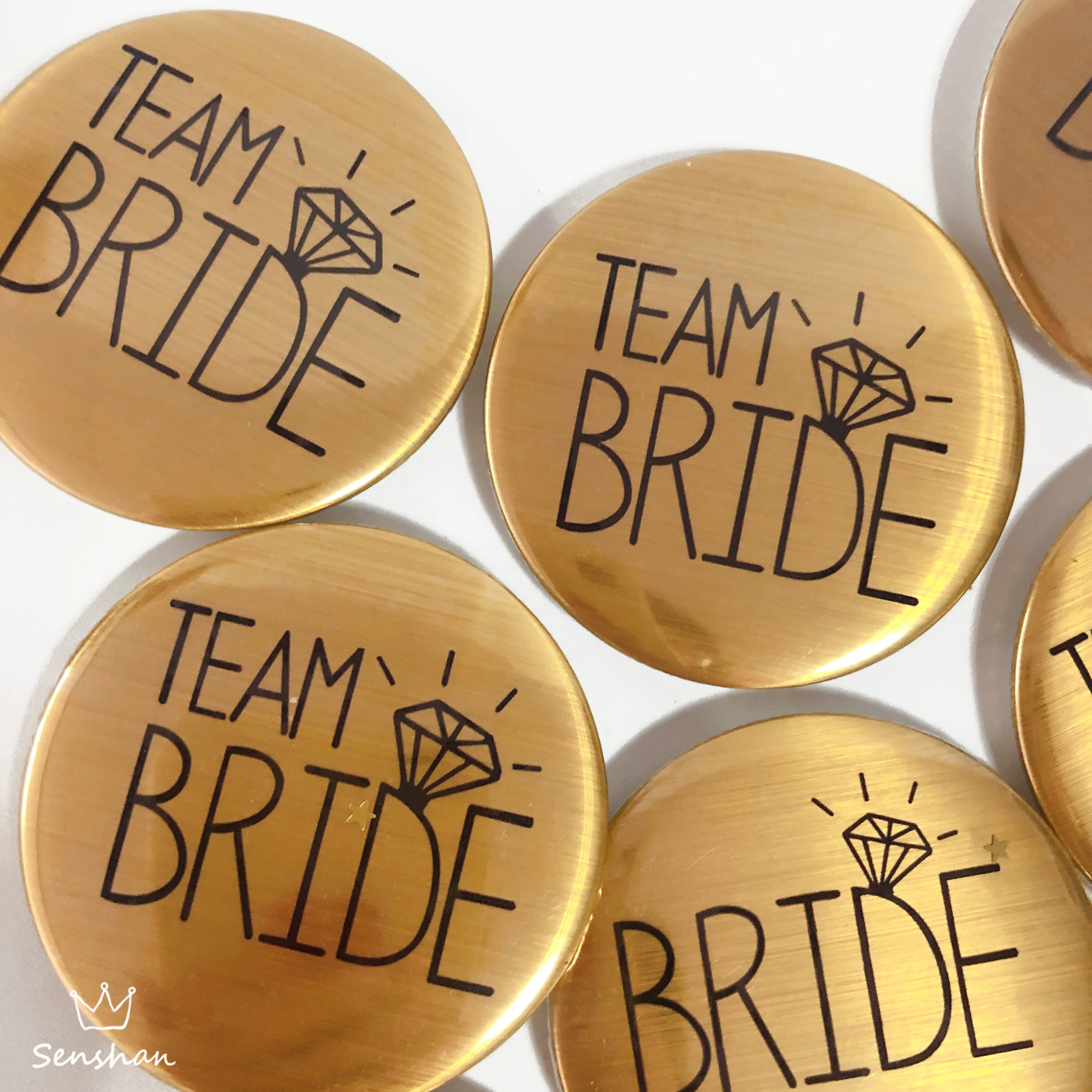 Family Wedding Buttons Pins Metal Bridal Shower Bride Groom Silver Party Favors 