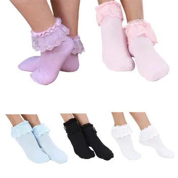 

Princess Girl Cute Sweet Women Vintage Lace Ruffle Frilly Ankle Socks white