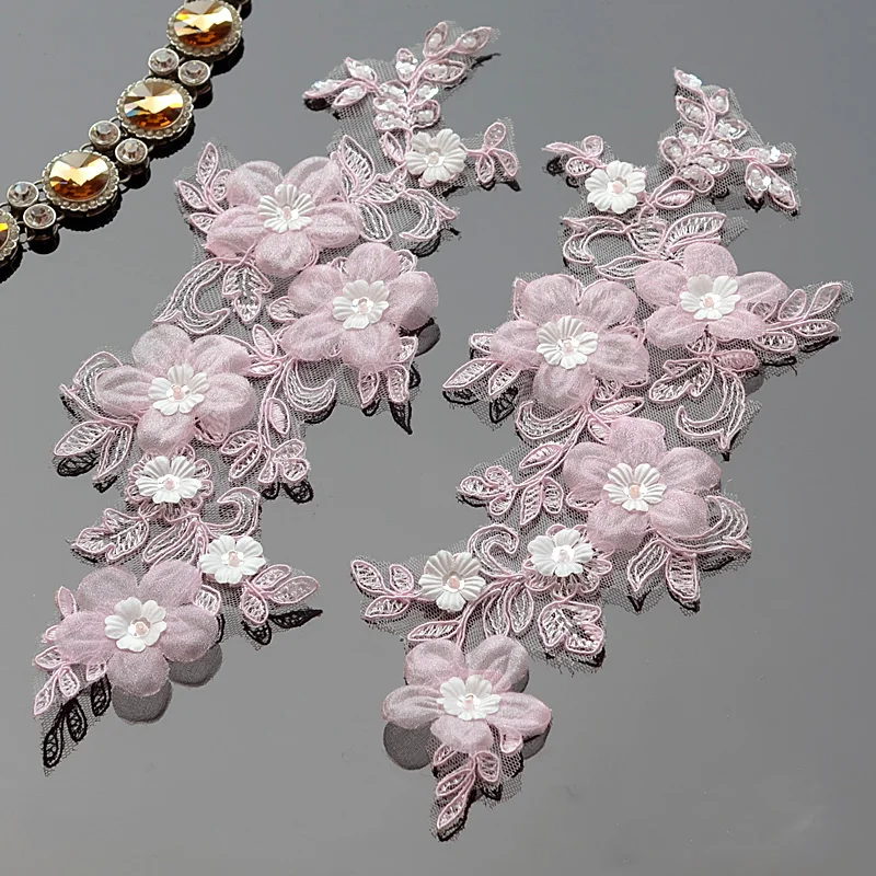 3D розовые цветы кружевной тканевый с рисунком заплатка DIY пришить головной убор патчи свадебное платье Декор цветочный костюм с патчем