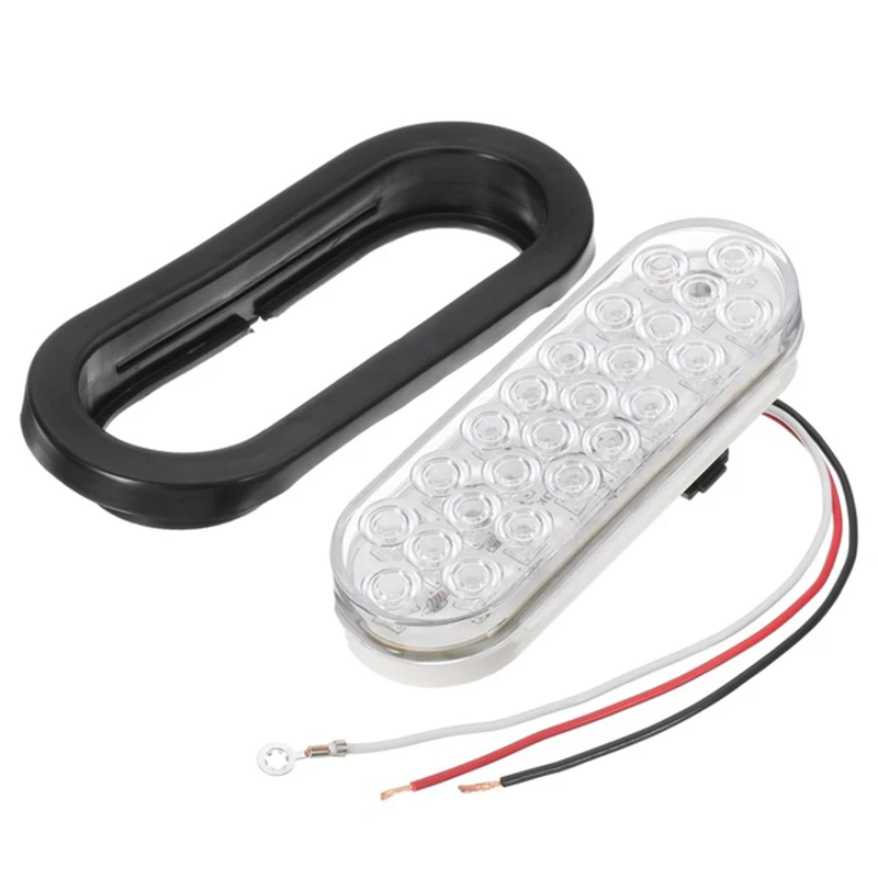 

6pcs Oval 12V 24-LED Tail Light Reverse Backup Lamp Red For Truck Trailer