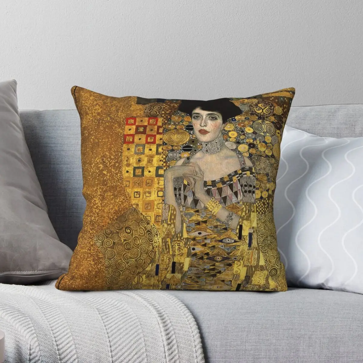 

Gustav Klimt Adele Bloch Bauer Square Pillowcase Polyester Linen Velvet Creative Zip Decor Throw Pillow Case Room Cushion Case