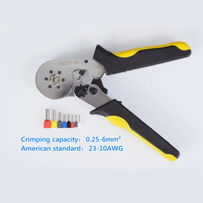 

Hsc8 6-6a friso alicates 0.25-6mm2 23-10awg com 1020 700 pces tipo de tubo agulha terminal friso mini ferramentas de fio de pres