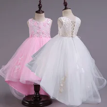Детские платья со шлейфом кружевное платье подружки невесты для девочек платья с перекрестной повязкой на свадьбу, день рождения, для детей 6, 8, 10, 11, 12, 14 лет