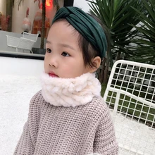 Горячая Распродажа, новые трикотажные шарфы с натуральным кроличьим мехом для детей, зимняя плотная теплая шаль с воротником, высокое качество, натуральный мех SN19