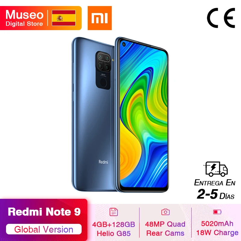 Смартфон Xiaomi Redmi Note 9 4 + 128 ГБ Helio G85 восемь ядер 48 МП четыре задних камеры 6 53 дюйма 5020
