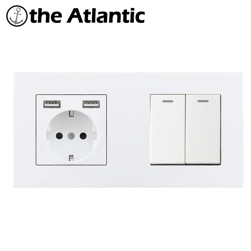Atlectric DE стандарт ЕС вилка двойная розетка двойной USB 1 2 3 4 банда лампа кнопка выключателя света настенная электрическая розетка