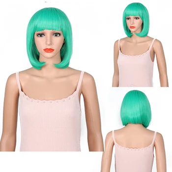 

Short Bob Wig with Bangs for Women 12'' Shoulder Length Heat Resistant Soft Synthetic bob Wigs