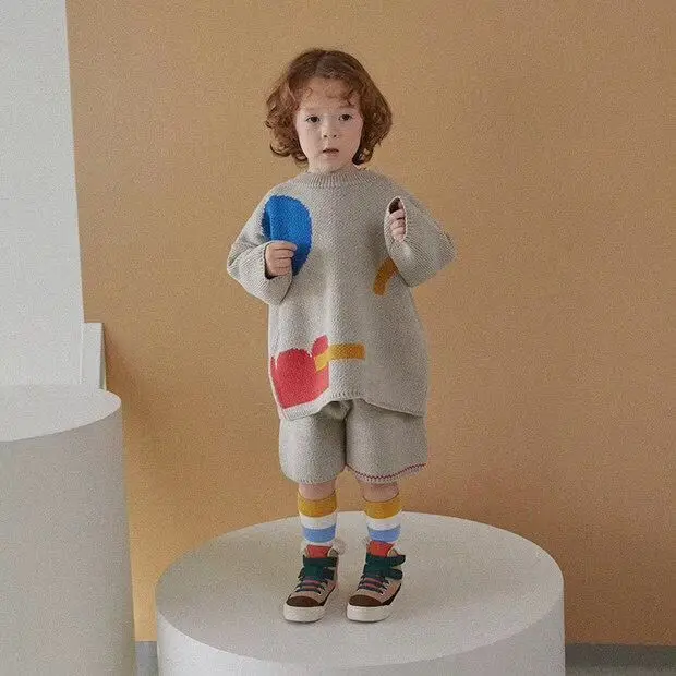 

Kids Cardigan Sweater+Shorts 2019 Autumn Boys Cotton Knitted Sweaters Baby Girls Oversize Sweaters Brand Girl Set Christmas
