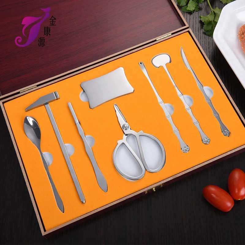 

Eat Crab Tool 8 Pieces Gift Set Stainless Steel Claws xie jia xie zhen Tool
