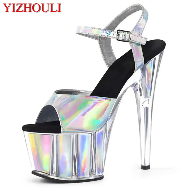 

Summer fashion show shoes, 17cm stilettos, party dress with sexy big crystal sandals