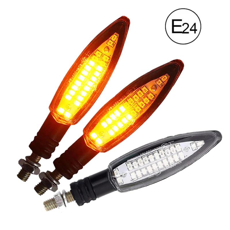 

E24 E-mark LED Motorcycle Turn Signal 12v IP68 Waterproof Sequential Amber Flasher Indicator Blinker Rear Lights Accessories