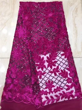 

Popular French net lace fabric fashion mesh apparel material with velvet and sequins for party PDN679(5yards/lot)