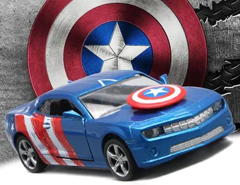 

[Funny]1:36 Sound & Light Captain America 3 Captain America's chariot Alloy sports car with open door figure model toy kids gift