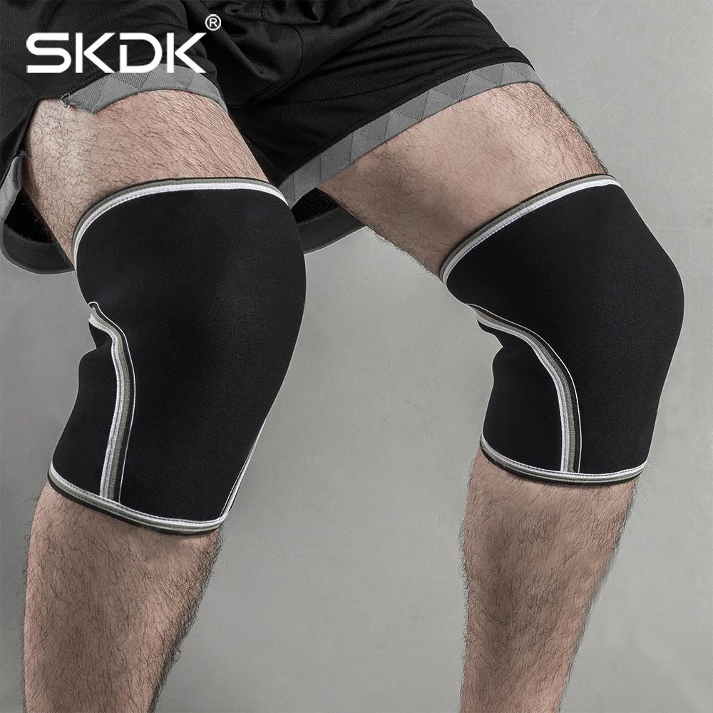 

SKDK 1pair 7mm Neoprene Knee Sleeve Weightlifting Squat Powerlifting Compression Elbow Sleeves Tennis Cross Training Knee Brace